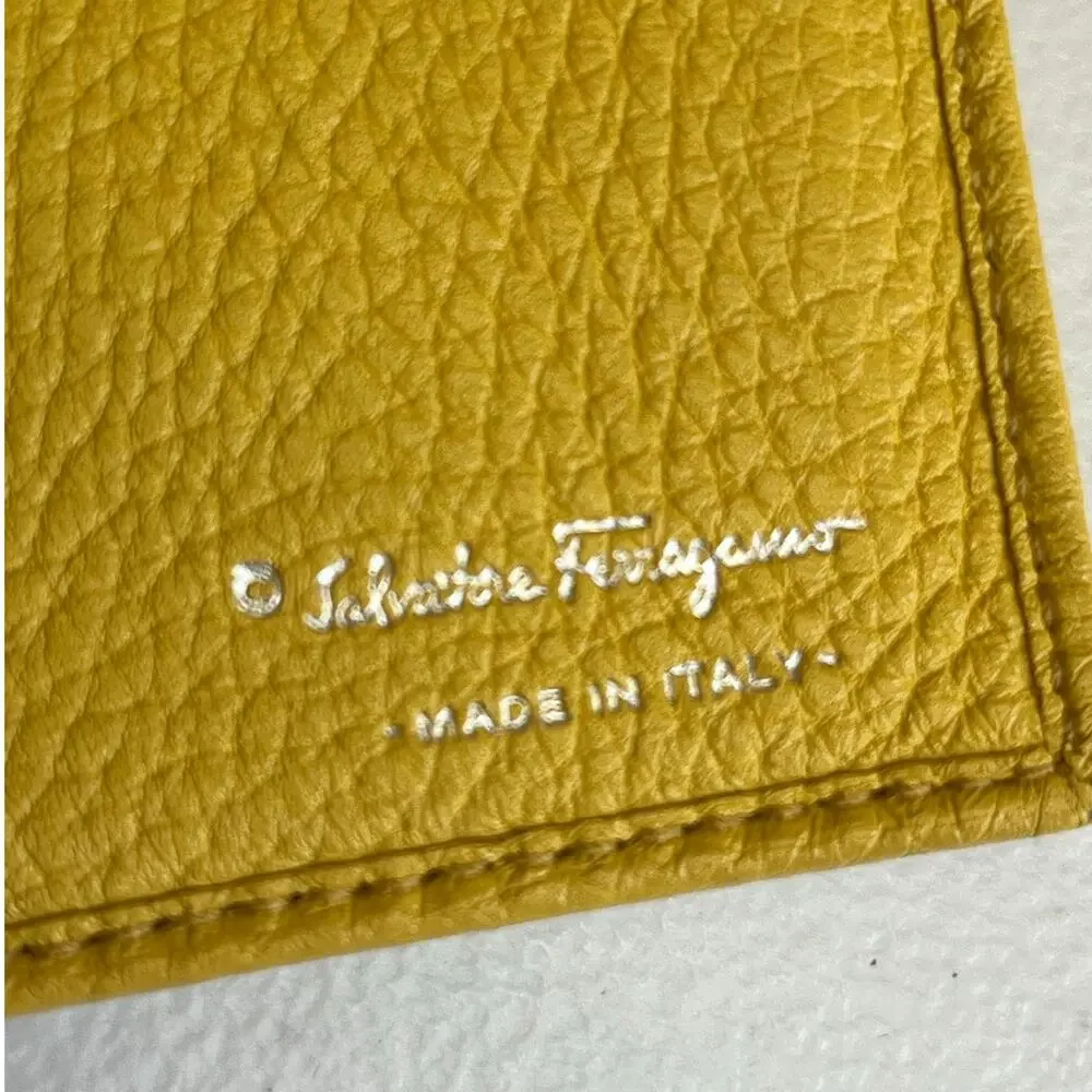 Salvatore Ferragamo Gancini Leather Long Wallet Yellow Luxury Designer Italy